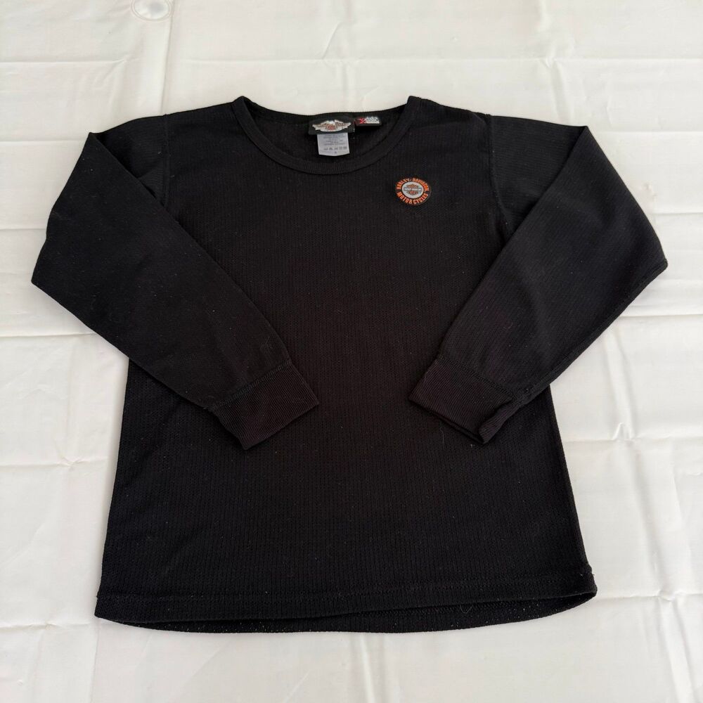 Harley Davidson Women's S Thermal Long Sleeve Shirt Black Patch Logo